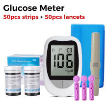 Blood Glucose Sugar Monitor Diabetes Testing Kit +50 Test Strips +50 Lancets