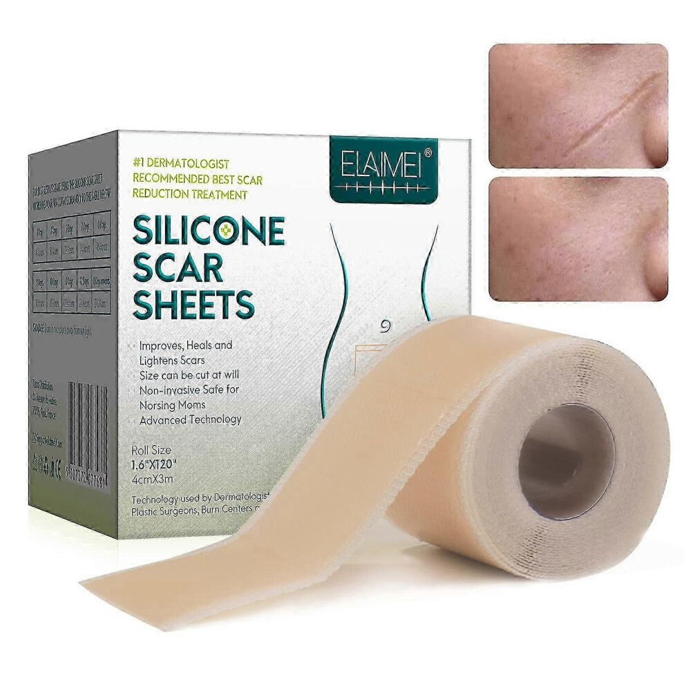 Kikidex (As Show, One Size) Silicone Scar Sheets (1.6X 120, 3M), Silicone Scar Tape, Scar Strips, Effective Silicone Scar Sheets For Surgical Scars