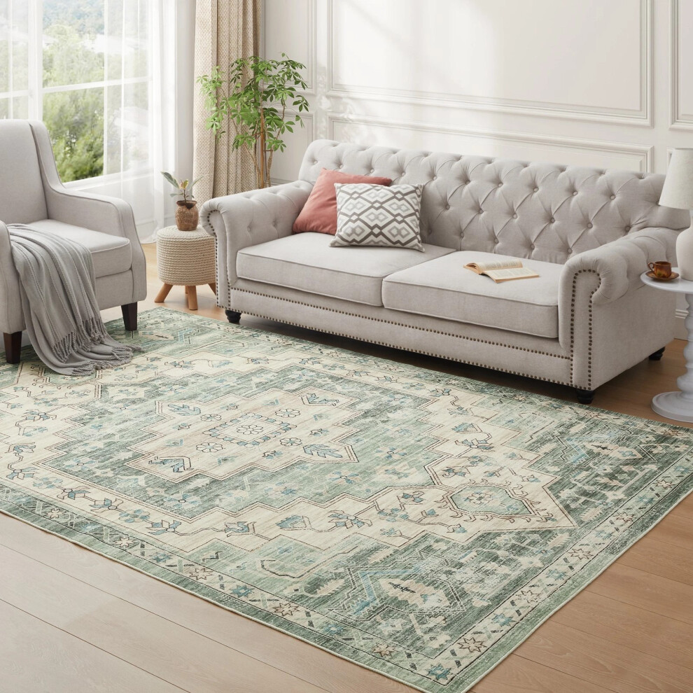 Oxford Homeware (Ember, 160 X 230 Cm (5 Ft. 3 In X 7 Ft. 7 In)) Traditional Nonslip Rugs Extra Large Area Rug Living Room Bedroom Carpets Multicoloured