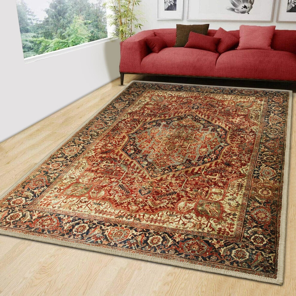 Oxford Homeware (Majestic, 160 X 230 Cm (5 Ft. 3 In X 7 Ft. 7 In)) Traditional Nonslip Rugs Extra Large Area Rug Living Room Bedroom Carpets Multicoloured