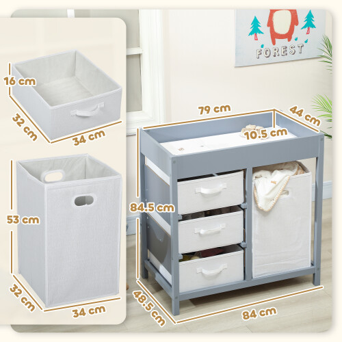 AIYAPLAY Baby Changing Unit with 4 Drawers, Diaper Changing Table, Grey 2
