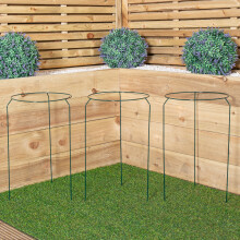 Pack of 3 Tom Chambers Urban Metal Plant Support Rings, 30cm Diameter x 50cm Height, weatherproof dark green coating