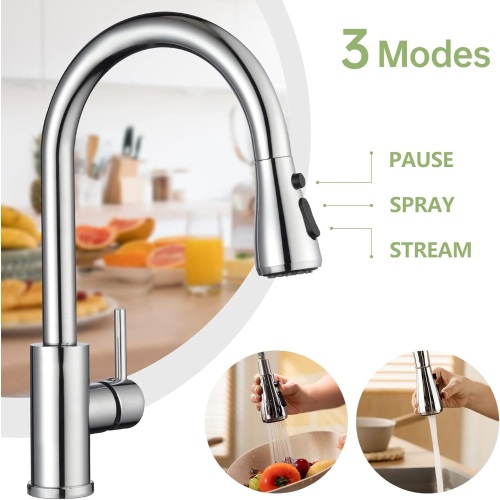 360° Kitchen Sink Mixer Taps Pull Out Spout Spray Single Lever Modern Mono Tap 2