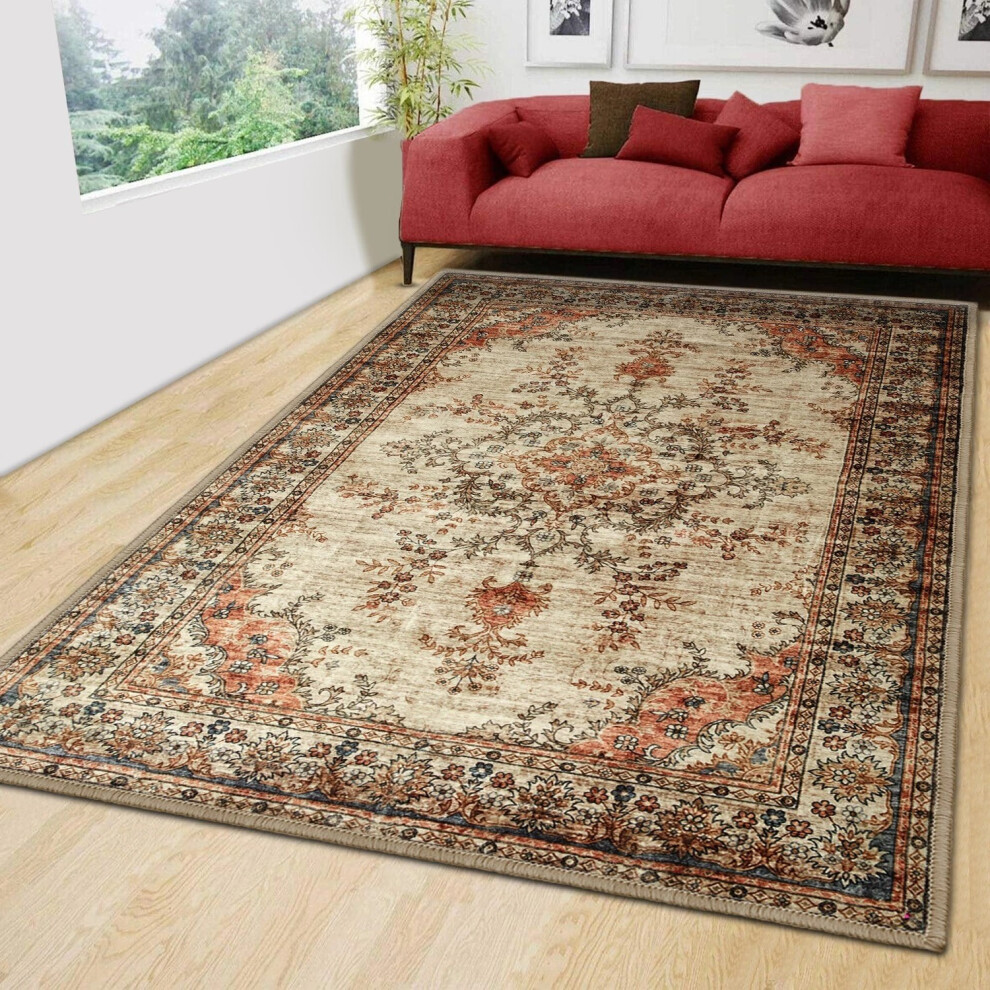 Oxford Homeware (Timeless, 160 X 230 Cm (5 Ft. 3 In X 7 Ft. 7 In)) Traditional Nonslip Rugs Extra Large Area Rug Living Room Bedroom Carpets Multicoloured