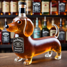 (Jack Danny) High Borosilicate Glass Dachshund Whiskey Bottle Glass Sealed Wine Can Household Wine Bottle
