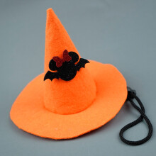 (Pumpkin colored little bat) Halloween Pet Witch Hat Non-woven Creative Novel Dog Hat