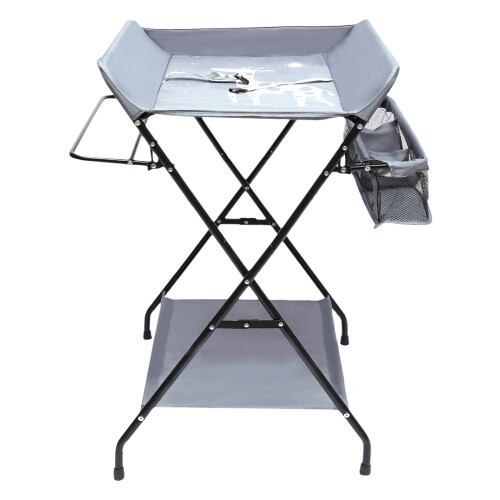 Foldable Baby Diaper Changing Table W/ Elevated Fence and Bottom Storage