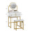 ELECWISH LED Lighted Dressing Table 2 Drawer Vanity Table with Cushioned Stool 6