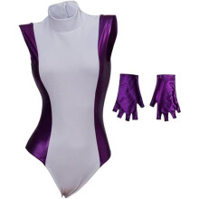 (XL) Women's Sexy Bodysuit Halloween Costume Purple Uniform for Super Hero Cosplay Outfit