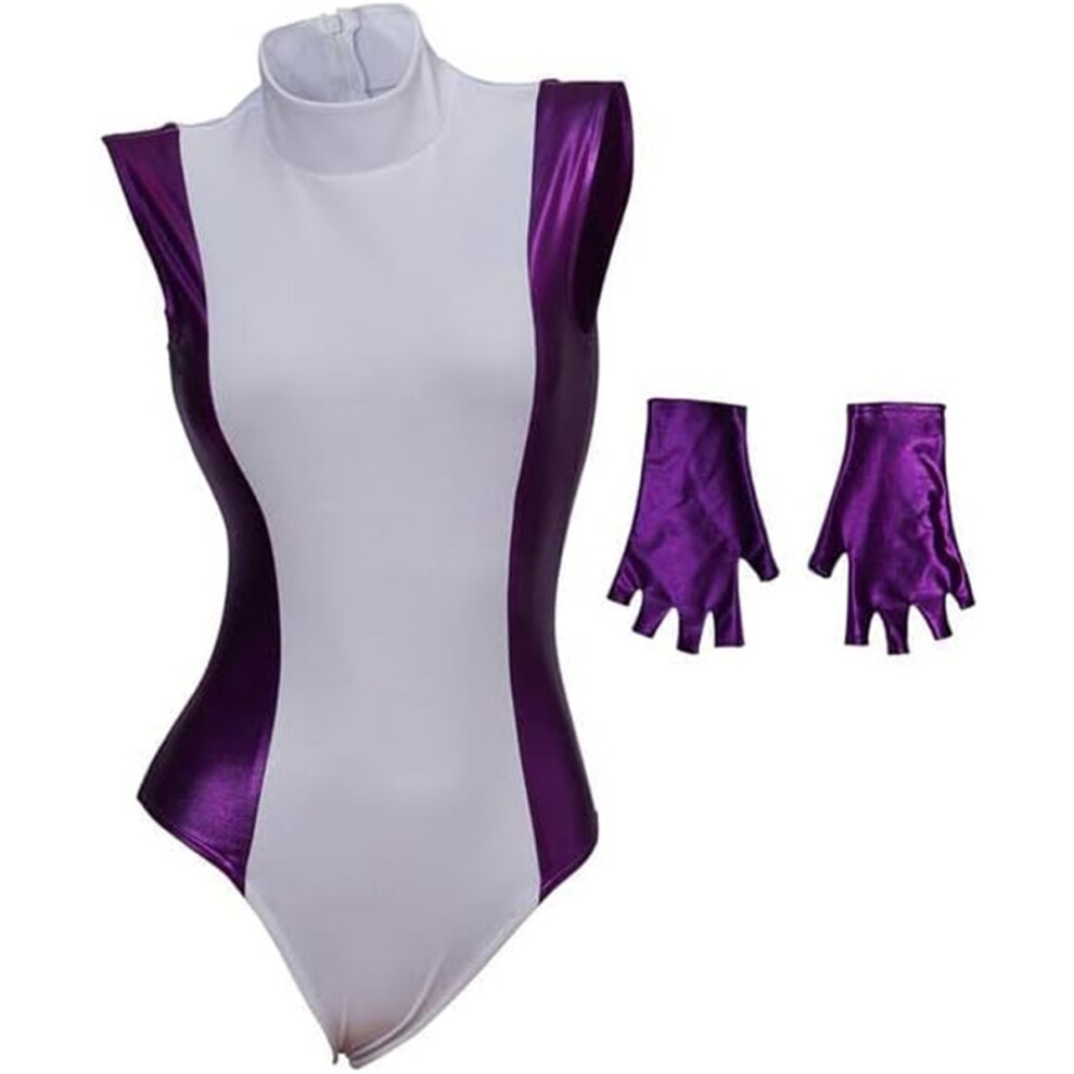 (XXXL) Women's Sexy Bodysuit Halloween Costume Purple Uniform for Super Hero Cosplay Outfit