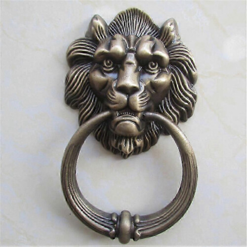 Aldaba de puerta en forma de cabeza de león, bronce 1