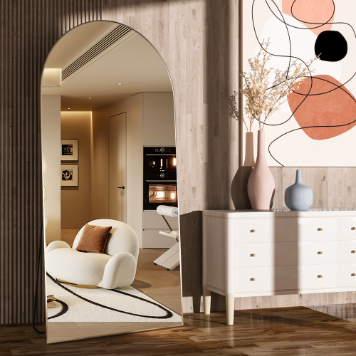 (Gold) CASSILANDO 180x80cm Arched Floor Standing Mirror 2
