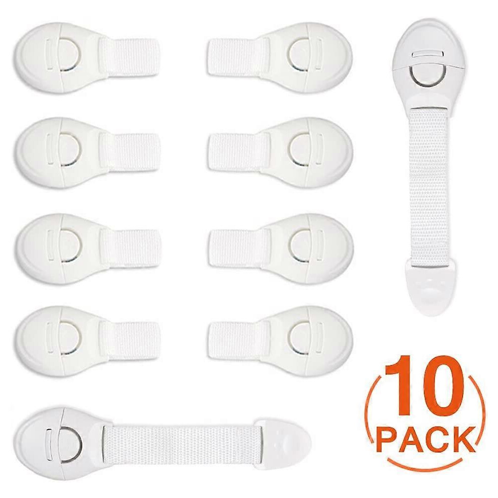 (As show, One size) [10 Pack] Child Safety Closet Doors, Canwn Soft Strip Security Baby Drawer Safety Locks with Resistant Adhesive for Cabinets, Fridge, Toilet