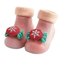 (As show, One size) Style D 15.5cm Non-Slip Baby Girl Winter Christmas Socks Baby Boy Newborn High Sock First Steps Shoes Boots Slipper Floor Socks