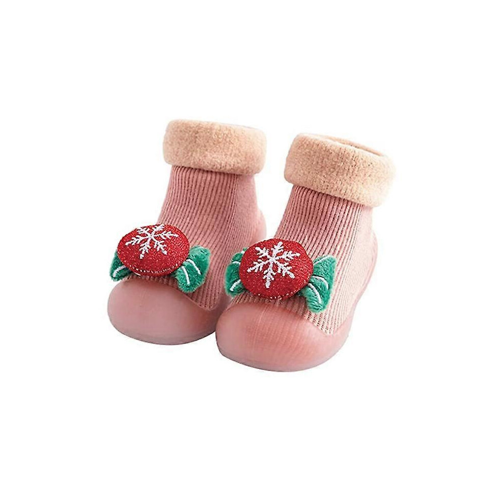 (As show, One size) Style D 15.5cm Non-Slip Baby Girl Winter Christmas Socks Baby Boy Newborn High Sock First Steps Shoes Boots Slipper Floor Socks