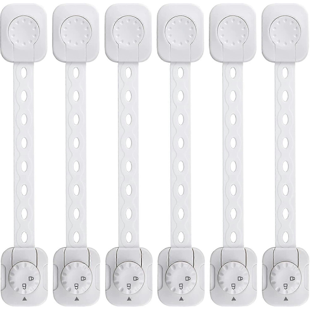 (As Show, One Size) Baby Safety Lock(Improved), Set Of 6 Child/Baby Cupboard Locking Latches, For Drawer, Fridge(, No Tool Required) White