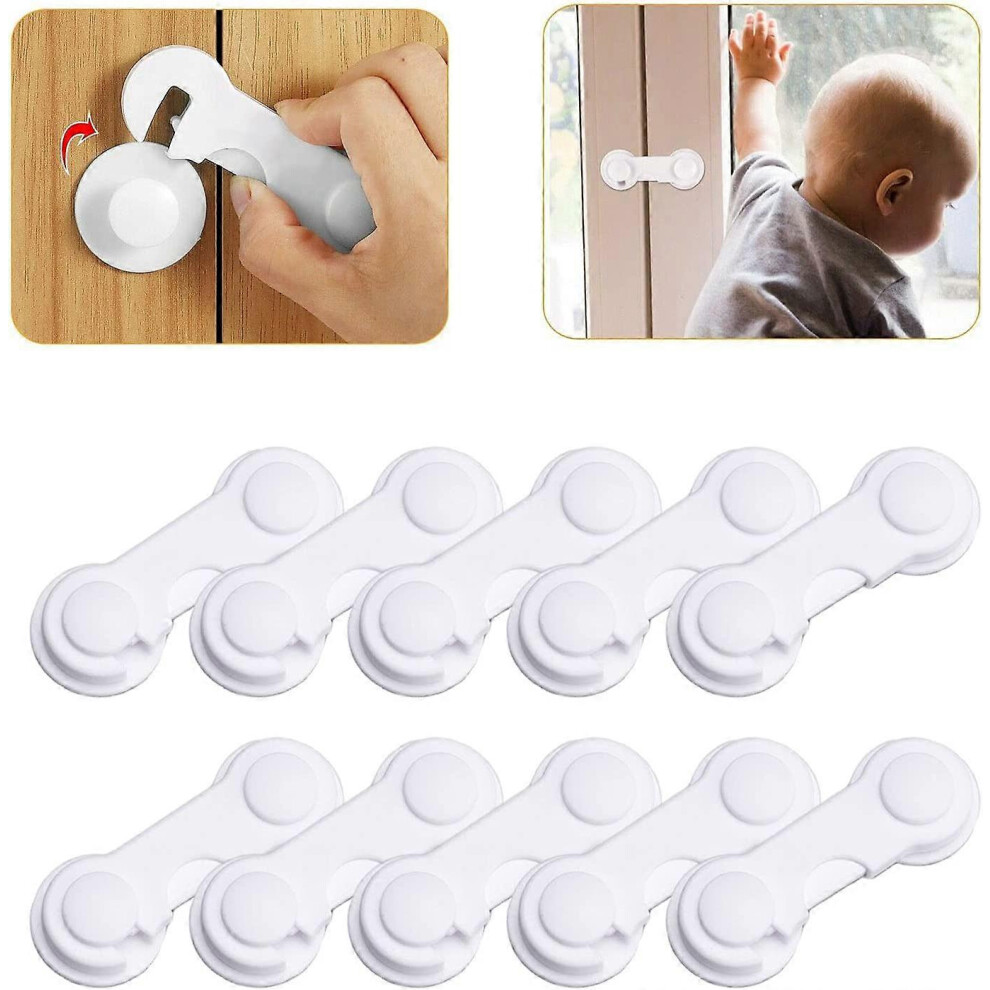 (As show, One size) 10 Pcs Safety Baby Locks, Child Safety Cupboard and Locking Latches, Drawer Locks with Strong Glue No Drilling for Kitchen Cabinet