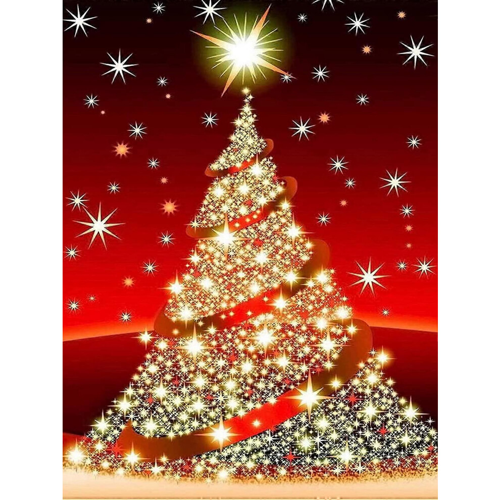 (As show, One size) 30x40 5D Diamond Painting Christmas Tree, Christmas Diamond Embroidery, Diamond Canvas Full kit Cross Stitch Embroidery Living Roo
