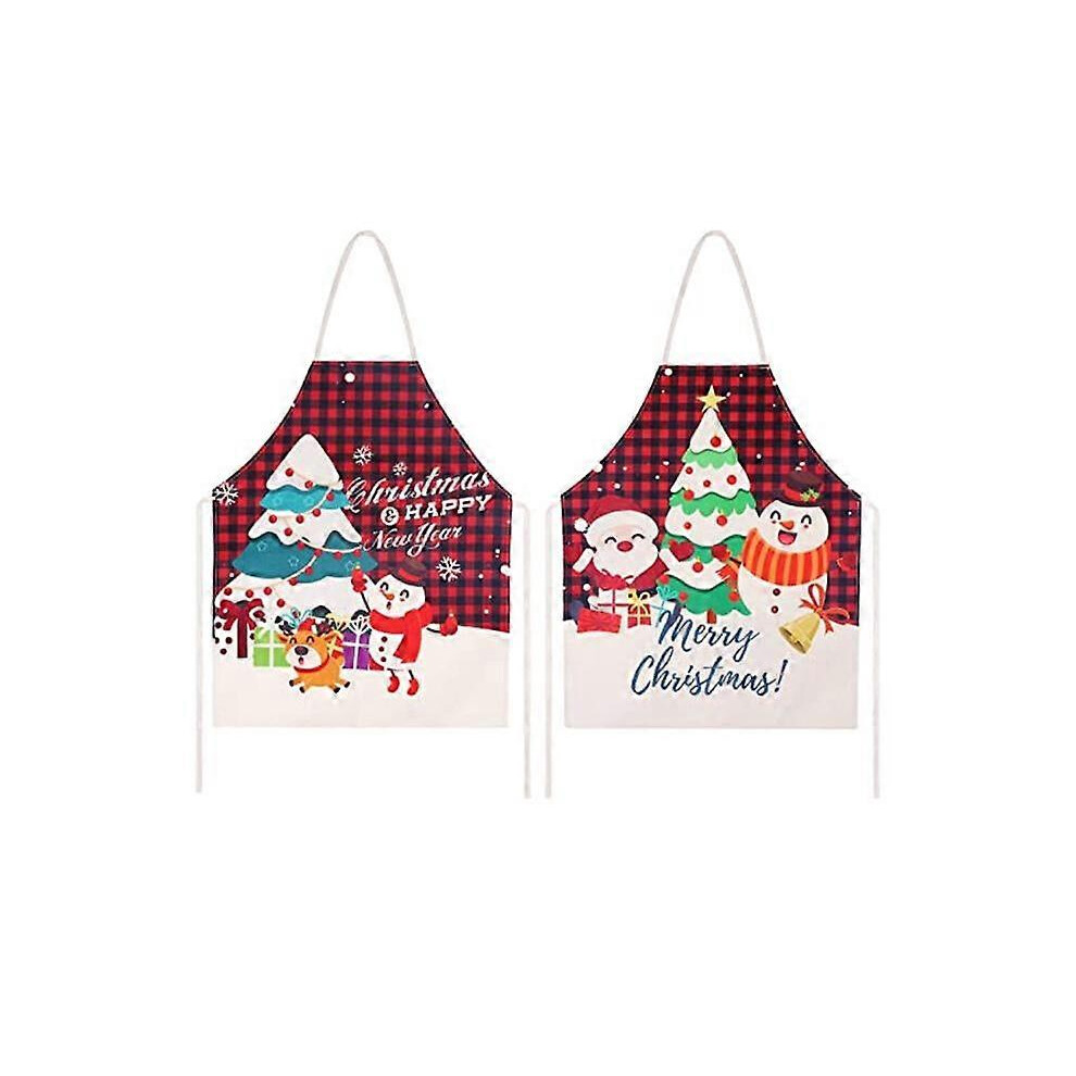 (As show, One size) 2pcs Christmas Apron, Christmas Kitchen Accessory Christmas Apron for Christmas Kitchen Cooking Baking