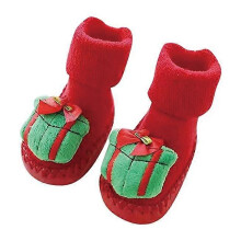 (As show, One size) Non-Slip Baby Girl Winter Christmas Socks D 12cm for 6-12 Months Baby Boy Newborn High Sock First Steps Shoes Boots Slipper Floor Socks