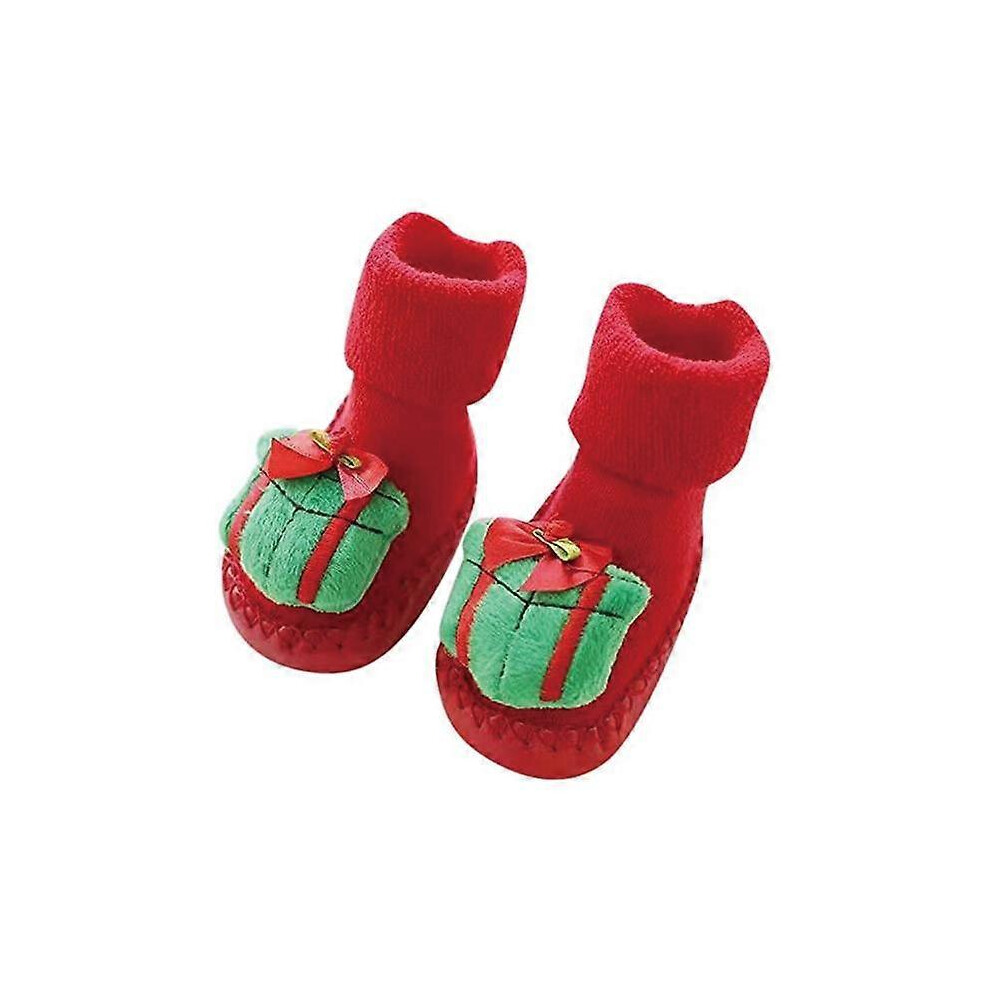 (As show, One size) Non-Slip Baby Girl Winter Christmas Socks D 12cm for 6-12 Months Baby Boy Newborn High Sock First Steps Shoes Boots Slipper Floor Socks