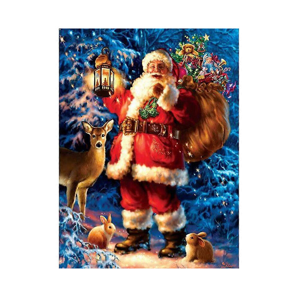 (As show, One size) DIY 5D Diamond Painting by Number Kits Full Round Drill Rhinestone Picture Art Craft Home Wall Decor Santa Claus 30x40cm (F), DIY