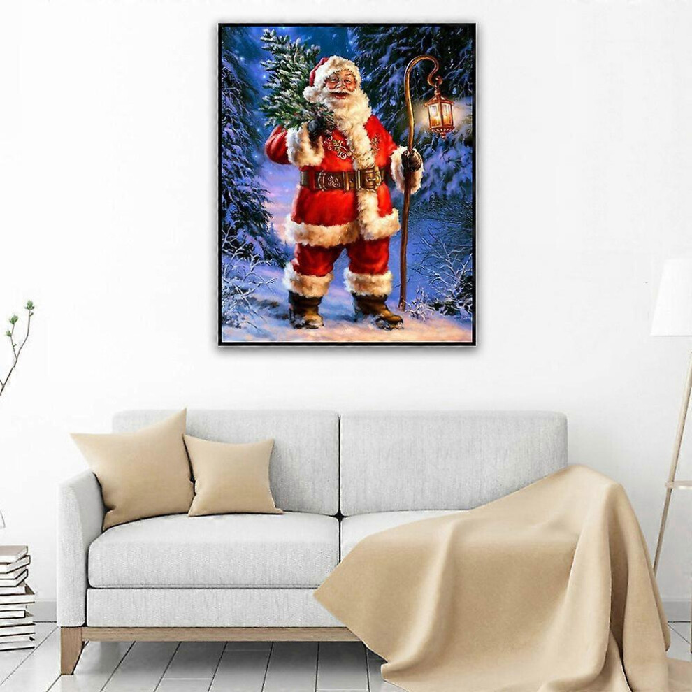 (As show, One size) DIY 5D Diamond Painting by Number Kits Full Round Drill Rhinestone Picture Art Craft Home Wall Decor Santa Claus 30x40cm (C), DIY Diamond Embroidery K