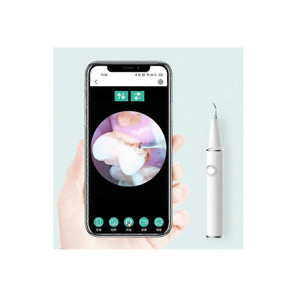 (As show, One size) WiFi Visual Scaler for Home Scaling to Remove Tartar and Brighten Real Ultrasonic Teeth Cleaners White