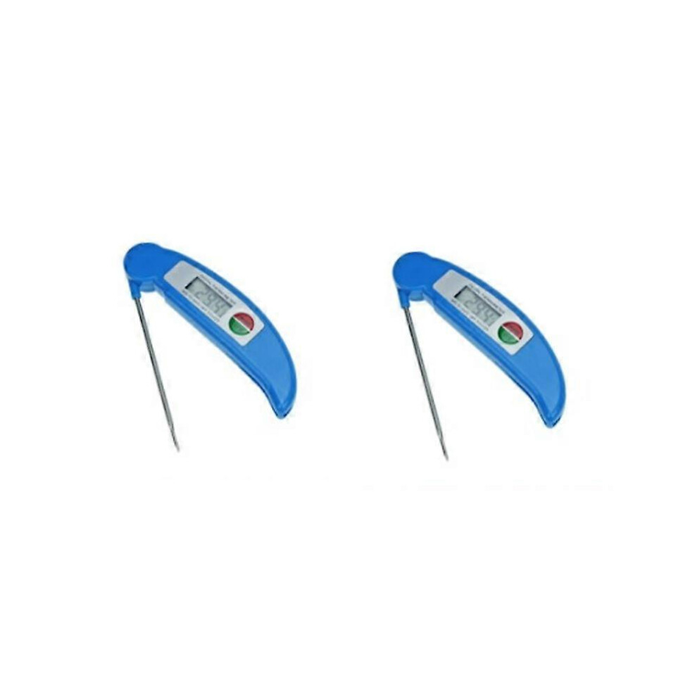 (As show, One size) 2pcs BBQ Liquid Thermometer Foldable Electronic Digital Probe Kitchen Food Blue