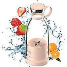 (As show, One size) 350ml Portable Blender, Handheld Smoothie Blender, Shaker, Four Blade Cordless Charging, Mini Travel Bottle Blender (Pink)
