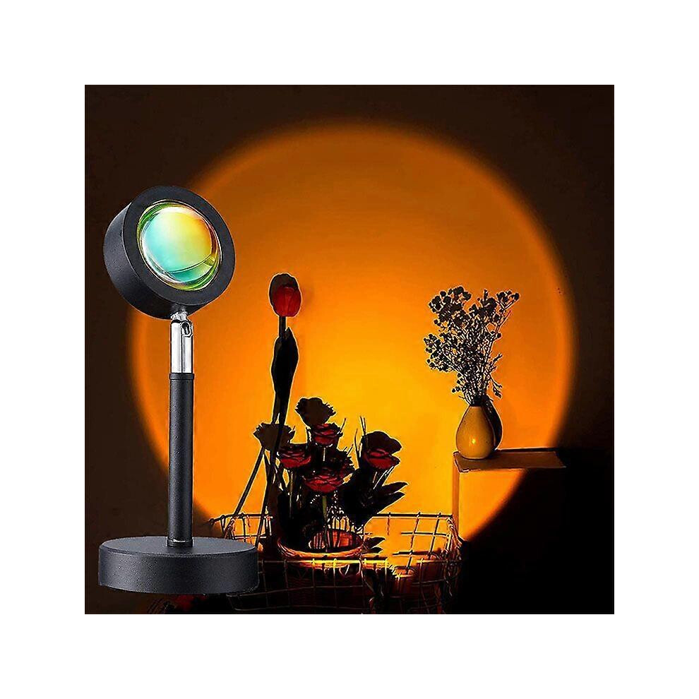 (As show, One size) Sunset Projection Lamp, Rotating LED Night Light, Floor Mood Lamp, USB Selfie Lamp for Living Room Bedroom