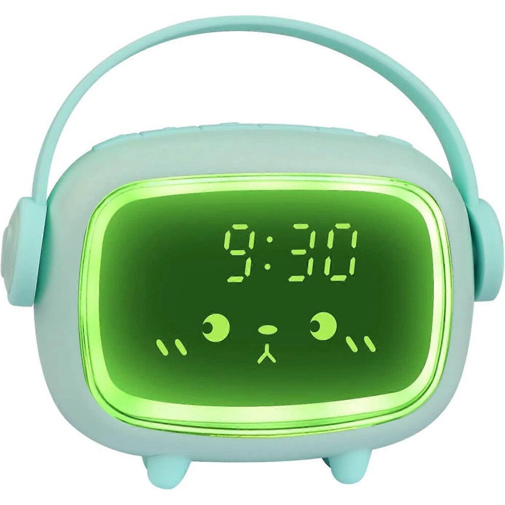 (As show, One size) Digital Alarm Clock Kids Girls Boys,Cute Alarm Clock 2 Alarms 6 Adjustable Music Volume 3 Screen Brightness Timer Nightlight Countdown Snooze Voice Co