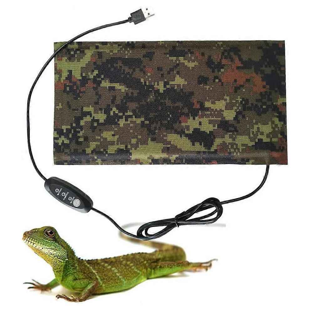 (As show, One size) Honeyhouse Reptile Heating Mat, USB Heating Mat with 3rd Speed Thermostat, Adjustable Electric Pad for Small Pet or Reptiles Turtl
