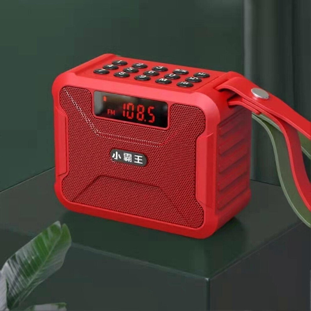(As show, One size) W28 Outdoor Walkman player Radio Bluetooth Speaker Small Sound Hand Radio red