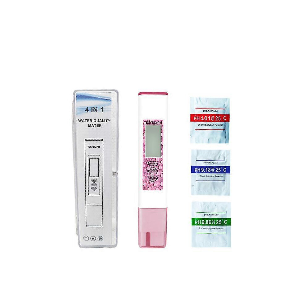(As show, One size) New pen ph / tds / EC / Temperature four in one Multi - function test Pen red