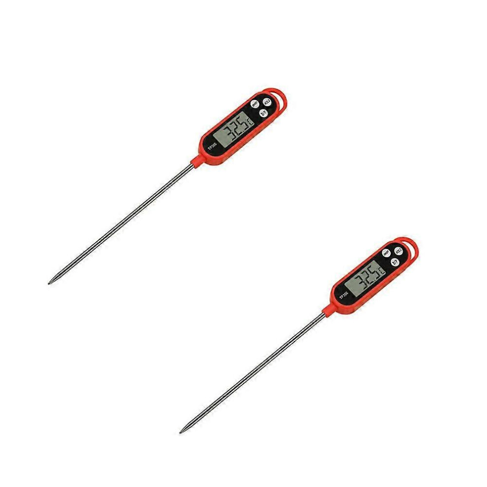 (As show, One size) 2pcs TP300 Home Kitchen Grill Food Electronic Probe Meat Thermometer Red