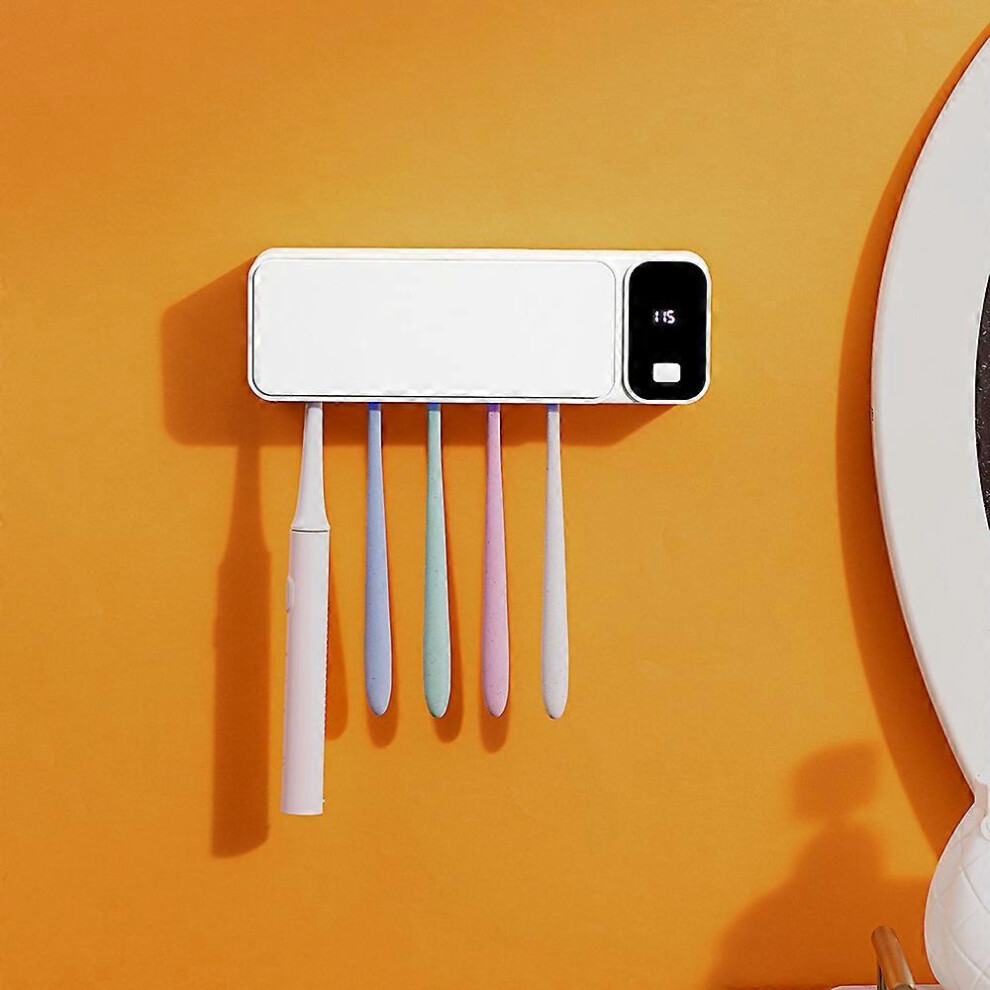 (As show, One size) Anti-UV Toothbrush for Bathroom Toothbrush, Wall Mounted Sterilizer, 1200mAh Charge, Stopwatch Function, Toothbrush Organizer