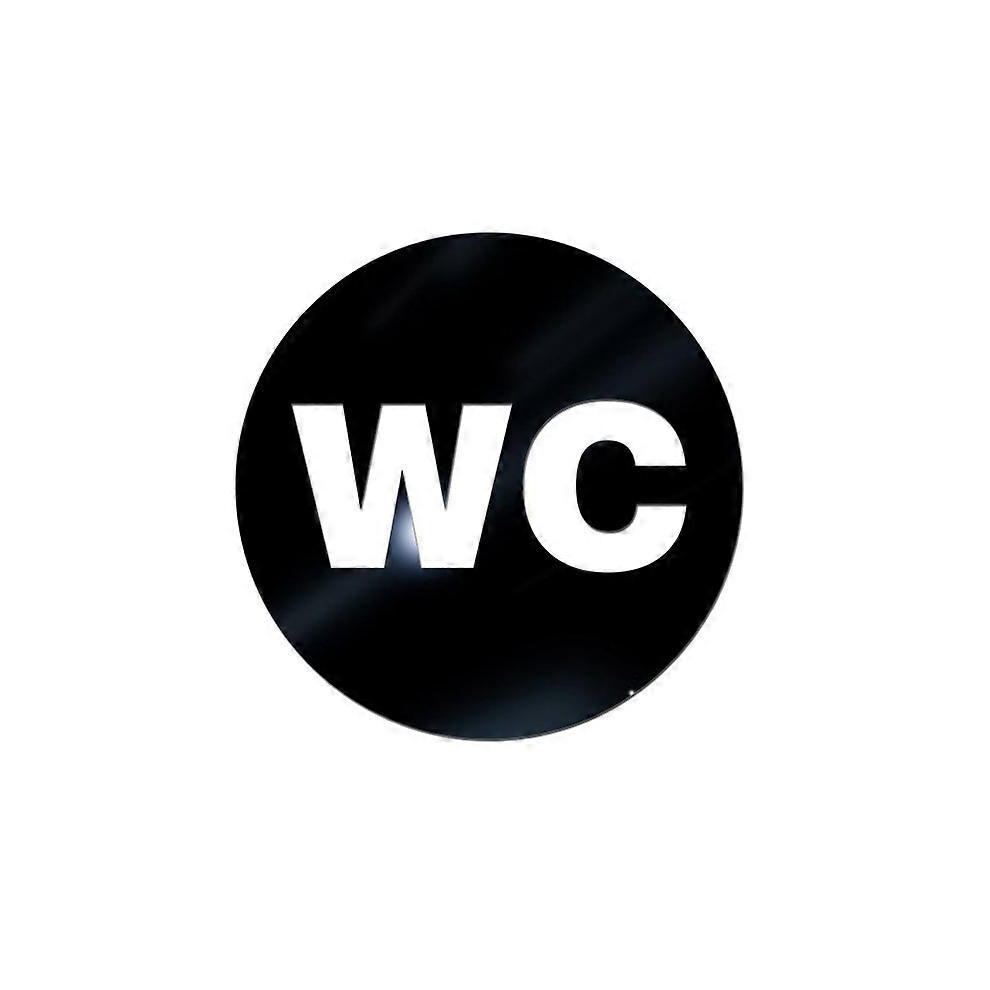 (As Show, One Size) Wc Toilet Circle Acrylic Door Sign12*12Cm Black