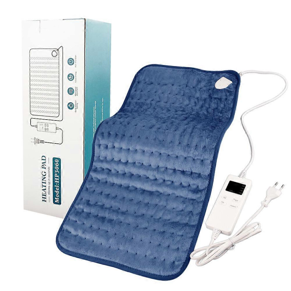 (As show, One size) Heating Pad - Electric Heat Therapy Blanket 12"x24"auto Shut Off Moist Dry Hot Wrap For Shoulder Foot blue