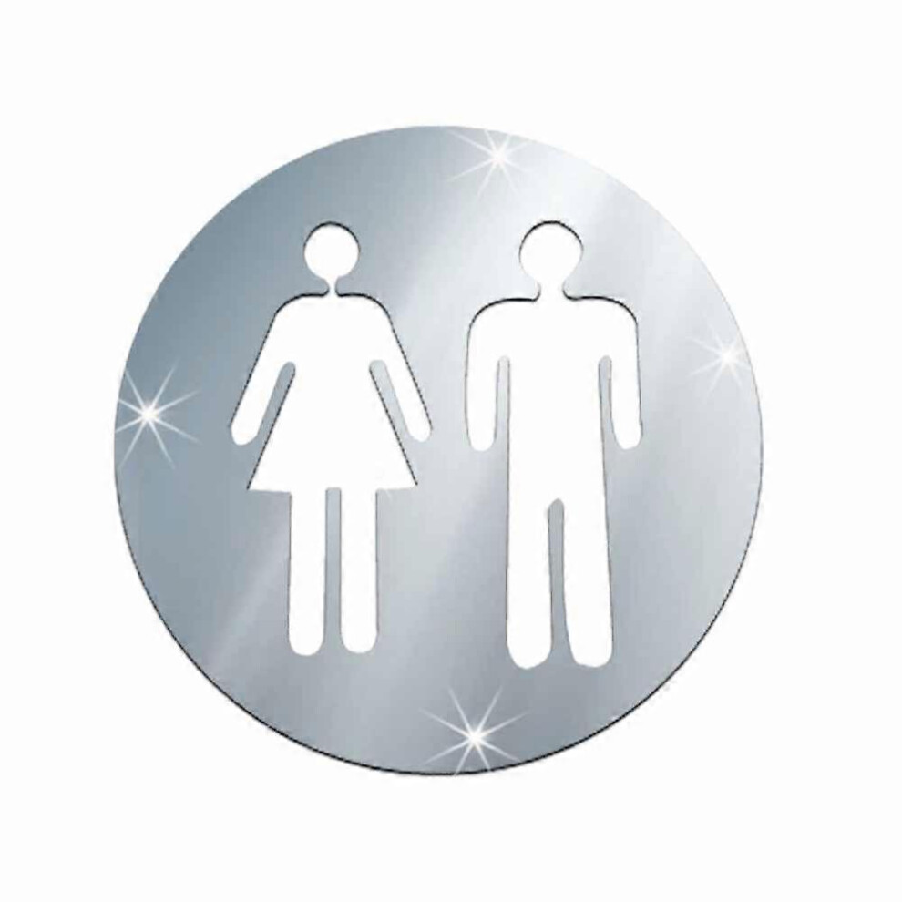 (As show, One size) Crossed Legs(style 2 silver)Funny Bathroom Toilet Restroom Door Accessories Symbol Sign Mirror Set For Home Office And Work,fashio