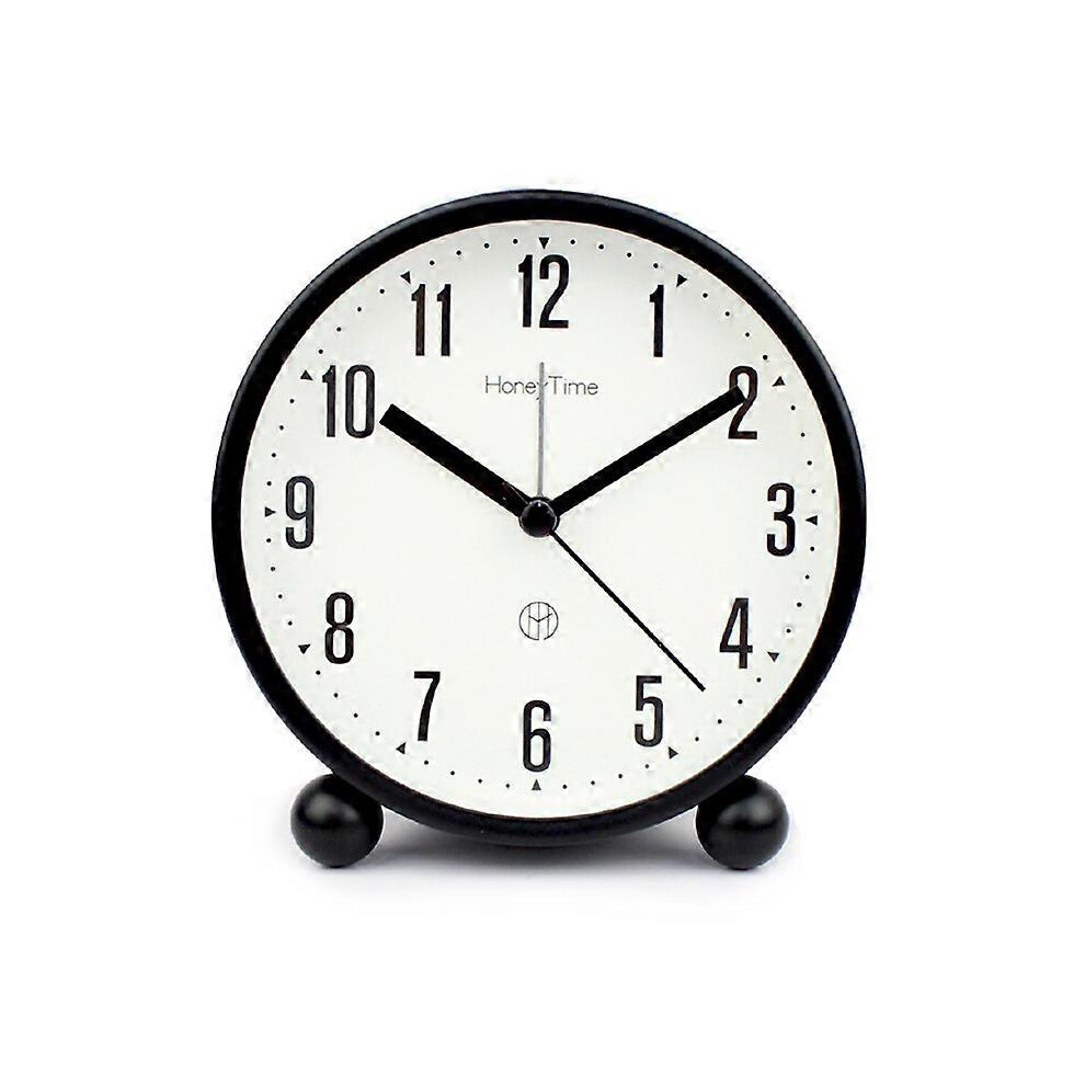(As show, One size) Round Alarm Clock Non Ticking, Battery Operated And Light Function, Super Silent Alarm black