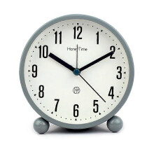 (As show, One size) Round Alarm Clock Non Ticking, Battery Operated And Light Function, Super Silent Alarm grey