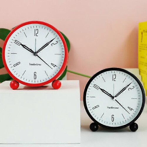 (As show, One size) Round Alarm Clock Non Ticking, Battery Operated And Light Function, Super Silent Alarm grey 2