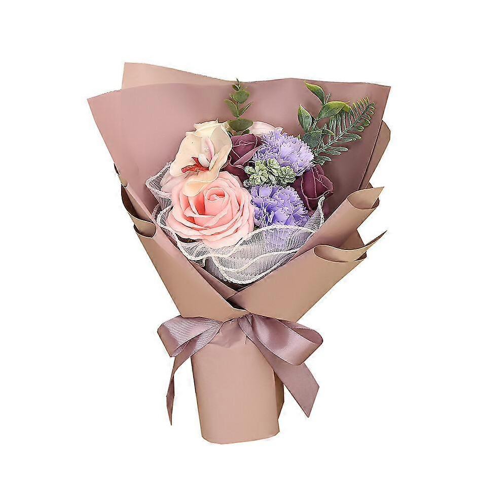 (As show, One size) Preserved Flower  Carnation Soap Bouquet Rose Flower Mother's Day GiftPurple