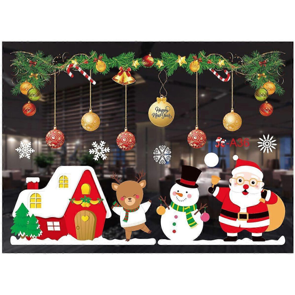 (As show, One size) Santa Claus Stickers,christmas Christmas tree snowflake snowman Window Stickers Christmas Stickers,,diy Decoration Window Stickers