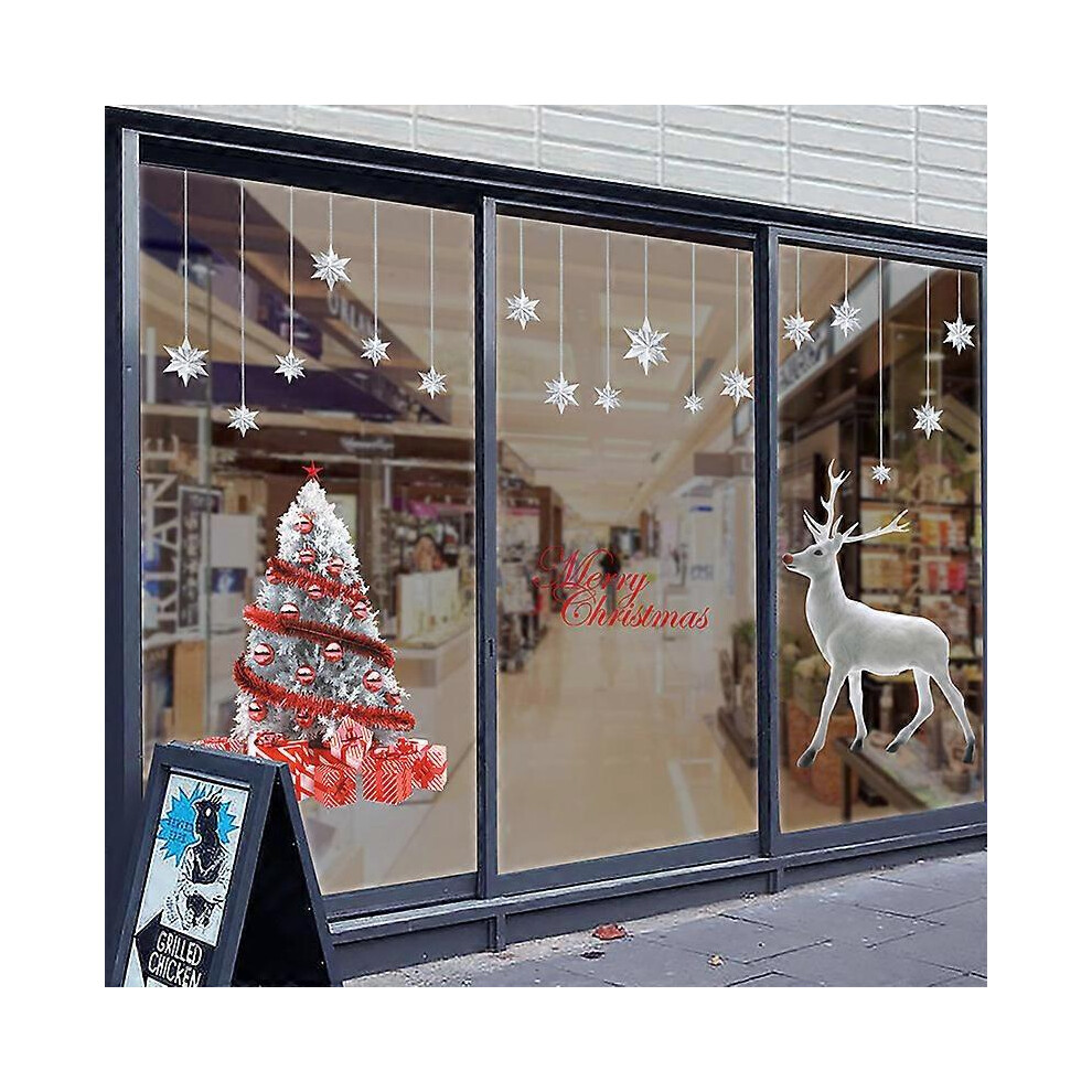 (As show, One size) Window Decorations Merry Christmas Tree Reindeer Wall Sides Window Stickers