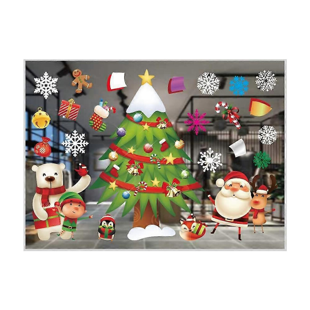 (As show, One size) Santa Claus Stickers,christmas Christmas tree snowflake snowman Window Stickers Christmas Stickers,,diy Decoration Window Stickers