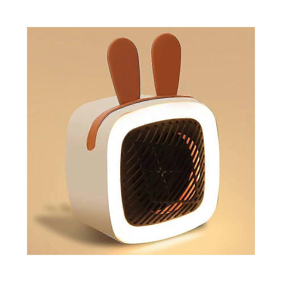 (As show, One size) Personal Mini Space Heater Portable Electric Home Office Indoor Use With LightNight light white