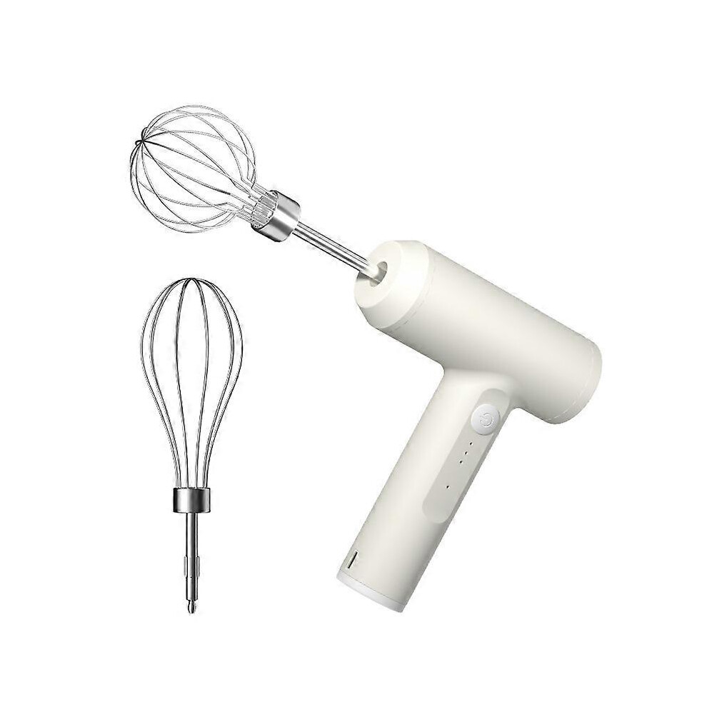 (As show, One size) Electric Egg Beater with Two Wire Beaters Food Beater 3 Speed Whisk Vertical Cordless Hand Mixer with DividerWhite