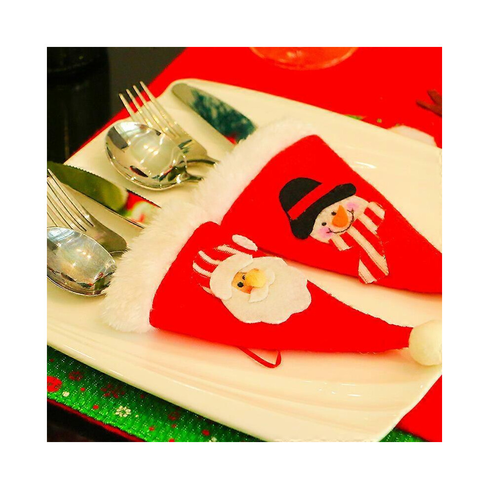 (As show, One size) 6 Pieces Cutlery Holder, Knives Forks Spoon Tableware Bag, Christmas Costume Table Decoration, Santa Elk Snowman